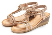 LASCANA Sandalette, mit kleinem Keilabsatz und elastischen Riemchen