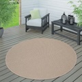 Paco Home Teppich »Timber 125«, rund, 4 mm Höhe, Flachgewebe, Sisal Optik, In- und Outdoor geeignet, Wohnzimmer