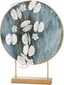 Casablanca by Gilde Dekofigur »Dekoobjekt Blossoms, blau/goldfarben«, (1 St.), Dekoobjekt, aus Metall, Höhe 65 cm, Scheibe mit Blumen, Wohnzimmer