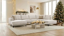 Places of Style Wohnlandschaft »XXL Sofa Oland, Struktur, Flachgewebe, Luxus-Microfaser, Boucle«, U-Form, 345 cm, Wellenunterfederung, Skandi-Design, Metallfüsse