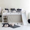 Hoppekids Hochbett »«Pets Silberfarbengrau»«, Rutsche & Vorhang Grau und viel Auswahl