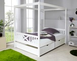 TICAA, Ticaa Einzel-/Himmelbett »Lino«, mit Schubkästen »Melanie«