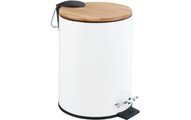 Wenko, Wenko - Kosmetik Treteimer Tortona Easy-Close Weiß matt, 3 Liter, Bambus-Deckel