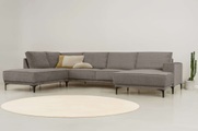 Places of Style Wohnlandschaft »XXL Sofa Oland, Struktur, Flachgewebe, Luxus-Microfaser, Boucle«, U-Form, 345 cm, Wellenunterfederung, Skandi-Design, Metallfüsse