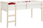 Lüttenhütt Hochbett »Janne«, aus schönem massivem Kiefernholz, Einzelbett, inklusive praktischer massiver Holzleiter, in verschiedenen Farbvarianten erhältlich, Liegefläche 90x200 cm