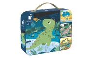 Janod - Puzzle Dinosaurier 4 Motive, 16 Teile - aus Karton