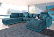 Places of Style Wohnlandschaft, mit Federkern, Bettfunktion und Bettkasten, inklusive 2 Kopfstützen, frei im Raum stellbar