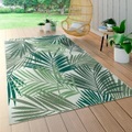 Paco Home Teppich »Ostende 534«, rechteckig, 2 mm Höhe, Flachgewebe, Motiv Palmenblätter, In- und Outdoor geeignet, Wohnzimmer