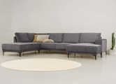 Places of Style Wohnlandschaft »XXL Sofa Oland, Struktur, Flachgewebe, Luxus-Microfaser, Boucle«, U-Form, 345 cm, Wellenunterfederung, Skandi-Design, Metallfüsse