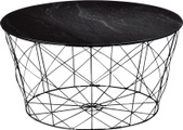 mutoni casual, Couchtisch mit Metallkorb Marmor schwarz rund 80x80