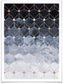 Wall-Art Poster »Hexagon Blau Gold«, Schriftzug, (1 St.)