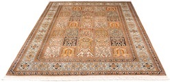 morgenland Seidenteppich »Seidenteppich - Kaschmir Seide - 221 x 158 cm - mehrfarbig«, rechteckig, 4 mm Höhe, Wohnzimmer, Handgeknüpft, Einzelstück mit Zertifikat