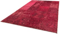 MorgenLand, morgenland Teppich »Patchwork - 297 x 200 cm - rot«, rechteckig, 7 mm Höhe, Wohnzimmer, Handgeknüpft, Einzelstück mit Zertifikat