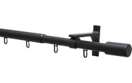 Gardinia, Gardinia Vorhangstange Set Thasos 190-360 cm, Schwarz-matt