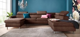 exxpo - sofa fashion Wohnlandschaft, inkl. Kopf- bzw. Rückenverstellungwahlweise mit Bettfunktion und Bettkasten