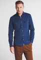 ETERNA LANGARM HEMD SLIM FIT UPCYCLING SHIRT DOPPELGEWEBE MARINE BLAU
