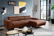 exxpo - sofa fashion Ecksofa, mit 3 Kopfstützen, wahlweise elektrischer Sitztiefenverstellung, frei im Raum stellbar