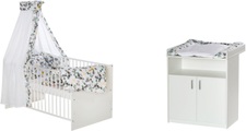 Schardt Babymöbel-Set »Sienna White II«, (Spar-Set), mit Kinderbett mit textiler Ausstattung und Wickelkommode mit Wickelauflage, Made in Germany