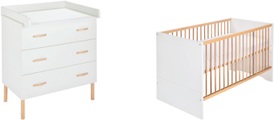 Schardt Babymöbel-Set »Camiel White«, (Spar-Set, 2 St.), Made in Germany, mit Kinderbett und Wickelkommode