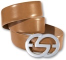 Silberfarbengift Koppelgürtel, Markante, elegante Druckschliesse