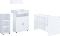 Lüttenhütt Babymöbel-Set, 5-teilig, bestehend aus: Babybett LF 70 x 140 cm, Kommode, Wickelaufsatz, Wandboard und Regal