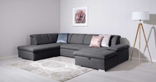 Home affaire Wohnlandschaft »KARDA B/T/H: 328/215/95 cm, Liegefläche 256/126 cm«, verstellbare Kopfstützen und Armlehne, U-form, Bettkasten, Federkern