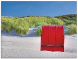 Artland Glasbild »Roter Strandkorb«