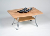 PRO Line Couchtisch, Holz Nachbildung, Buche oder Sonoma Eiche, Metallgestell & Ablageboden