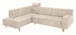 TOM TAILOR Ecksofa »NORDIC CHIC«, mit Ottomane, wahlweise mit Sitzvorzug, Füsse Buche natur