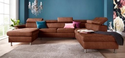 exxpo - sofa fashion Wohnlandschaft, inkl. Kopf- bzw. Rückenverstellungwahlweise mit Bettfunktion und Bettkasten