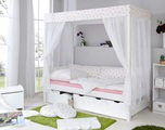 Ticaa Einzel-/Himmelbett »Lino«, mit Schubkästen »Maria«