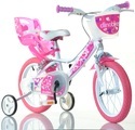 Dino, Dino Kinderfahrrad »Mädchenfahrrad 16 Zoll«, 1 Gang, mit Stützrädern, Korb und Puppensitz