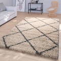 Home affaire Hochflor-Teppich »Kalmarova«, rechteckig, 45 mm Höhe, modernes Rauten Design, weicher Flor, idealer Teppich für Wohnzimmer & Schlafzimmer