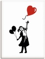 Artland Wandbild »Silhouette Mädchen Ballon Herz«, Bilder von Kindern, (1 St.), in vielen Grössen & Produktarten - Alubild / Outdoorbild für den Aussenbereich, Leinwandbild, Poster, Wandaufkleber / Wandtattoo auch für Badezimmer geeignet