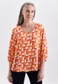 Shirtbluse Punkte 3/4-arm V-neck Damen Gelb Bunt 42