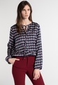 LANGARM BLUSE 1863 BY ETERNA - PREMIUM SATINBINDUNG BLAU/WEISS/LACHS