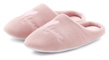 Vivance Clog »Pantoffel«, Hausschuh mit verspieltem Schriftzug VEGAN