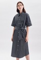seidensticker Sommerkleid »Schwarze Rose«, Kurzarm Kragen Streifen