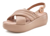 LASCANA Sandalette, aus Leder mit Keilabsatz