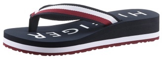 Tommy Hilfiger Zehentrenner »ESSENTIAL CORP MID FLIP FLOP«, mit gestreifter Bandage