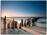 Artland Wandbild »Sonnenuntergang Strand Wellenbrecher«, Meer Bilder, (1 St.), in vielen Grössen & Produktarten - Alubild / Outdoorbild für den Aussenbereich, Leinwandbild, Poster, Wandaufkleber / Wandtattoo auch für Badezimmer geeignet