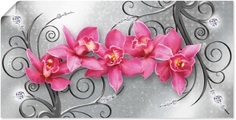 Artland Wandbild »rosa Orchideen auf Ornamenten«, Blumenbilder, (1 St.), in vielen Grössen & Produktarten - Alubild / Outdoorbild für den Aussenbereich, Leinwandbild, Poster, Wandaufkleber / Wandtattoo auch für Badezimmer geeignet