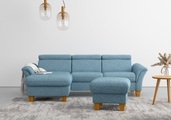 Home affaire Ecksofa, wahlweise mit Bett mit klappbaren Rollen, Kasten und Kopfverstellung