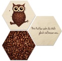 Wall-Art Mehrteilige Bilder »Collage Kaffee Eule Holzdeko« (Set)