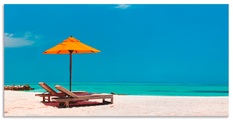 Artland Wandbild »Liegestuhl Sonnenschirm Strand Malediven«