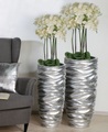 GILDE Pflanzkübel »Pflanzkübel Waves, silberfarben«, (1 St.), Blumenkübel, Pflanzübertopf, Blumentopf, aus Fiberglas, wasserdicht, mit eingearbeiteten Pflanztopf, in 2 Grössen erhältlich, Wohnzimmer