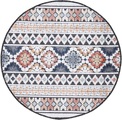 carpetfine Teppich »Deja 103«, rund, 4 mm Höhe, robustes Flachgewebe, Motiv- Floral Palmenblätter, Hoch-Tief Effekt, In- und Outdoor geeignet, Wetterfest und UV-beständig für Balkon, Terrasse, Garten, Aussenbereich,Wohnzimmer, Schlafzimmer