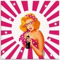 Artland Glasbild »Rockabilly Pin-up-Girl auf Streifen«