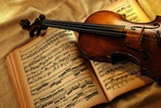 Papermoon Fototapete »VIOLINE-MUSIK KUNST RETRO VINTAGE GEIGE INSTRUMENT STEG«, Vliestapete, hochwertiger Digitaldruck, inklusive Kleister