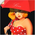 Artland Wandbild »Pin-Up Girl unter rotem Regenschirm«